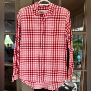 Southern Tide Red and White Plaid Men's Shirt